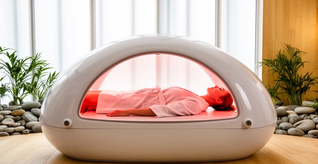 Dôme sauna infrarouge en utilisation vue latérale