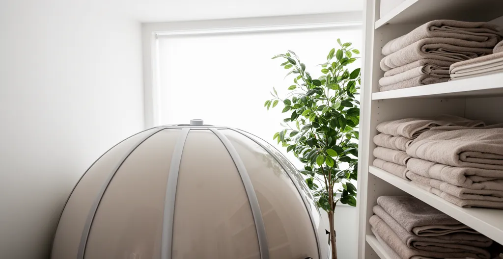 Vue latérale d'un espace bien-être avec dôme infrarouge